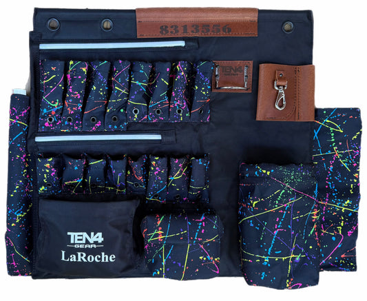 32″ G Board – Lighted Lineman Tool Board, splatter-patterned board with integrated light strip and lower pouches