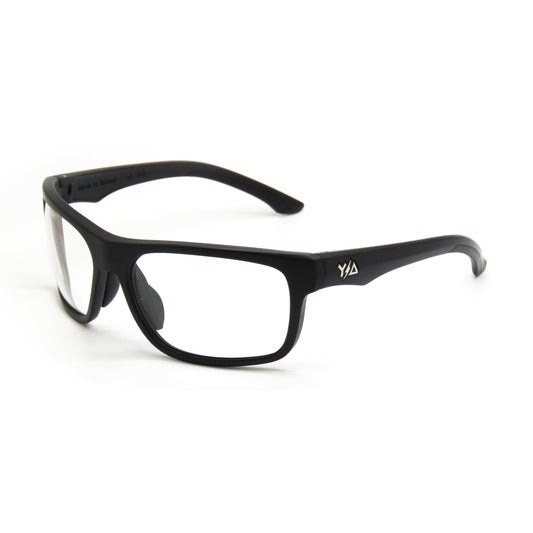 Z87+ FullViz Clear, black frame and clear lenses, three-quarter view