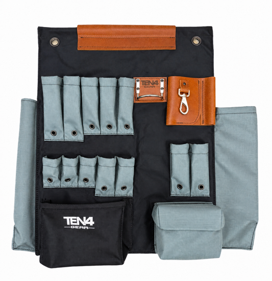 Gray 24 in TEN4 non-lighted Toolboard with 12 tool pockets and two top mounting grommets and woven fabric texture.