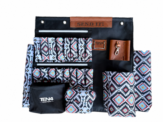Tomahawk 32in TEN4 G Board with two integrated unlit LED strips and original woven-fabric pocket layout.