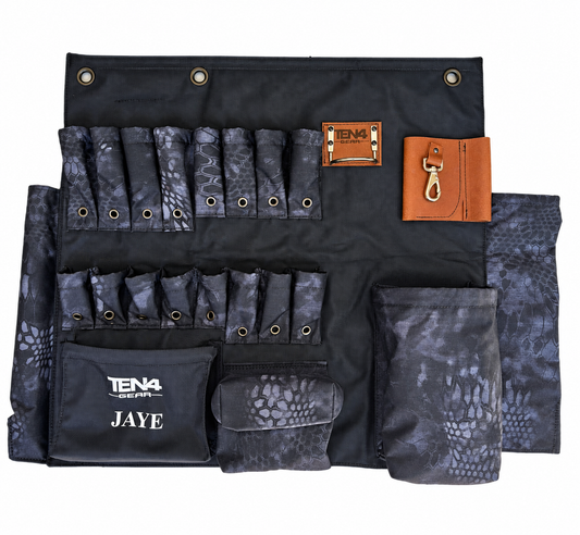 Typhon 32 in TEN4 non-lighted Toolboard, showing original pocket layout and woven fabric texture in balanced lighting.