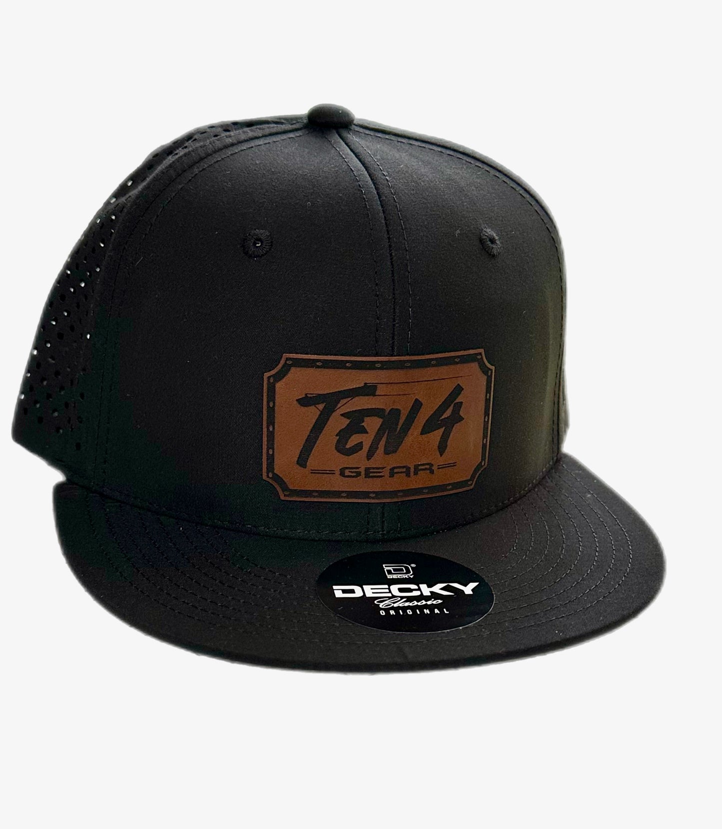 Black/ Brown Leather Snapback