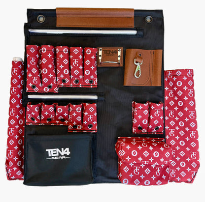 24″ G Board – Lighted Lineman Tool Board, red patterned board with integrated light strip and lower pouches