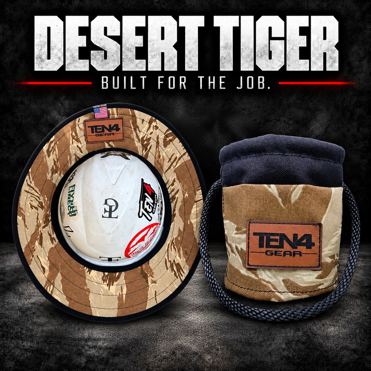 Desert Tiger Stripe matching sunshade and Grunt Sack set; hard hat not included
