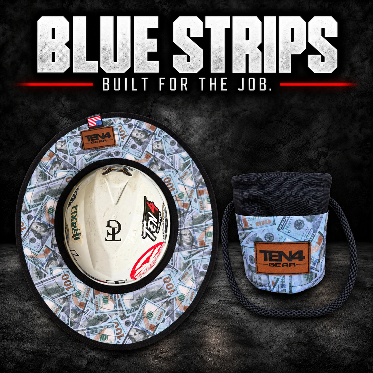 Blue Strips matching sunshade and Grunt Sack set; hard hat not included