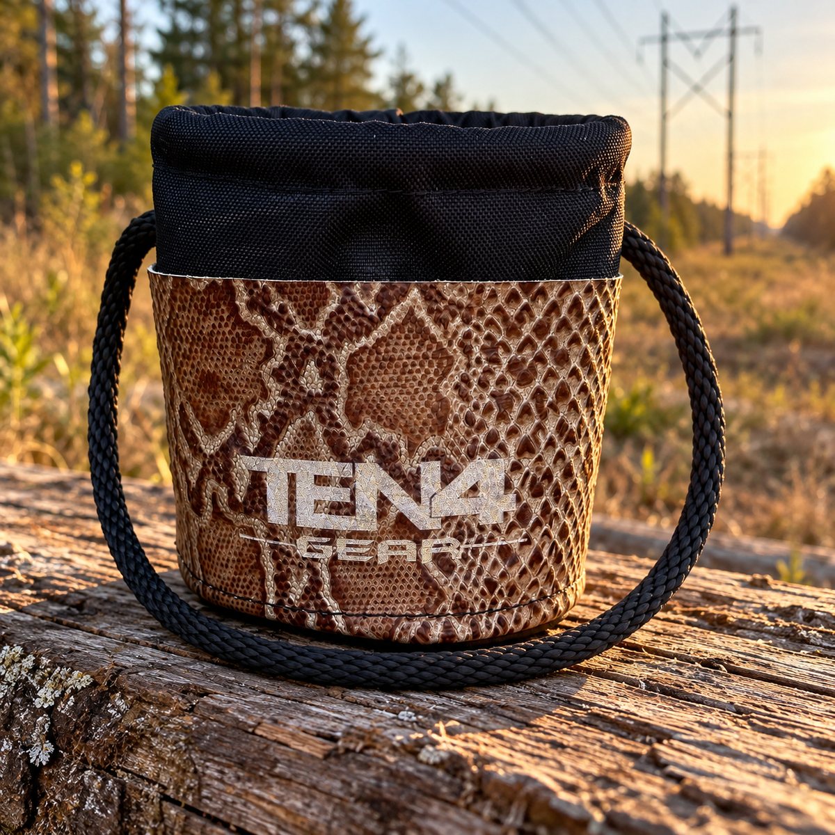 Low Country Grunt Sack Serpent-Python in an outdoor utility work setting
