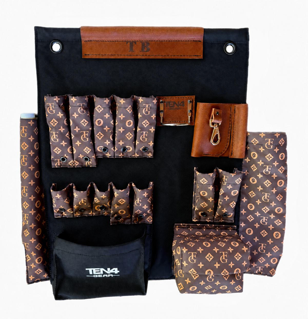 24-inch TEN4 Toolboard in TG Brown, without lights or light holders; woven fabric and original pocket layout.