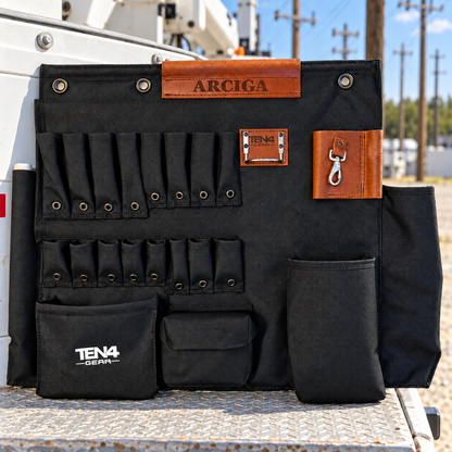 Black 32 in TEN4 Toolboard, non-lighted version with original pocket layout and woven fabric texture.
