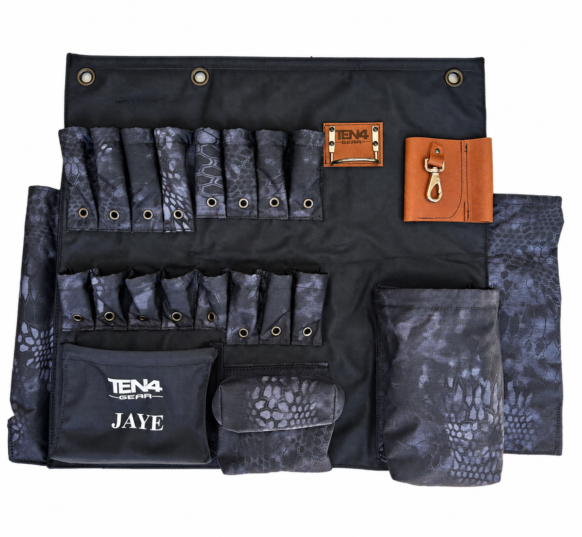 Typhon 32 in TEN4 non-lighted Toolboard, showing original pocket layout and woven fabric texture in balanced lighting.