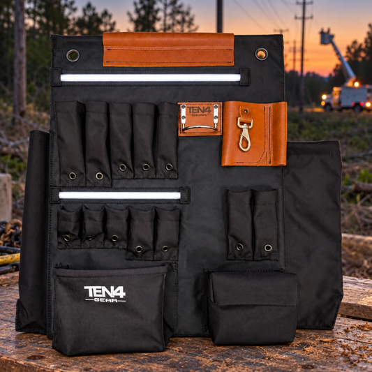 TEN4 Gear Black 24 inch G Board with white LED lighting at an outdoor utility worksite
