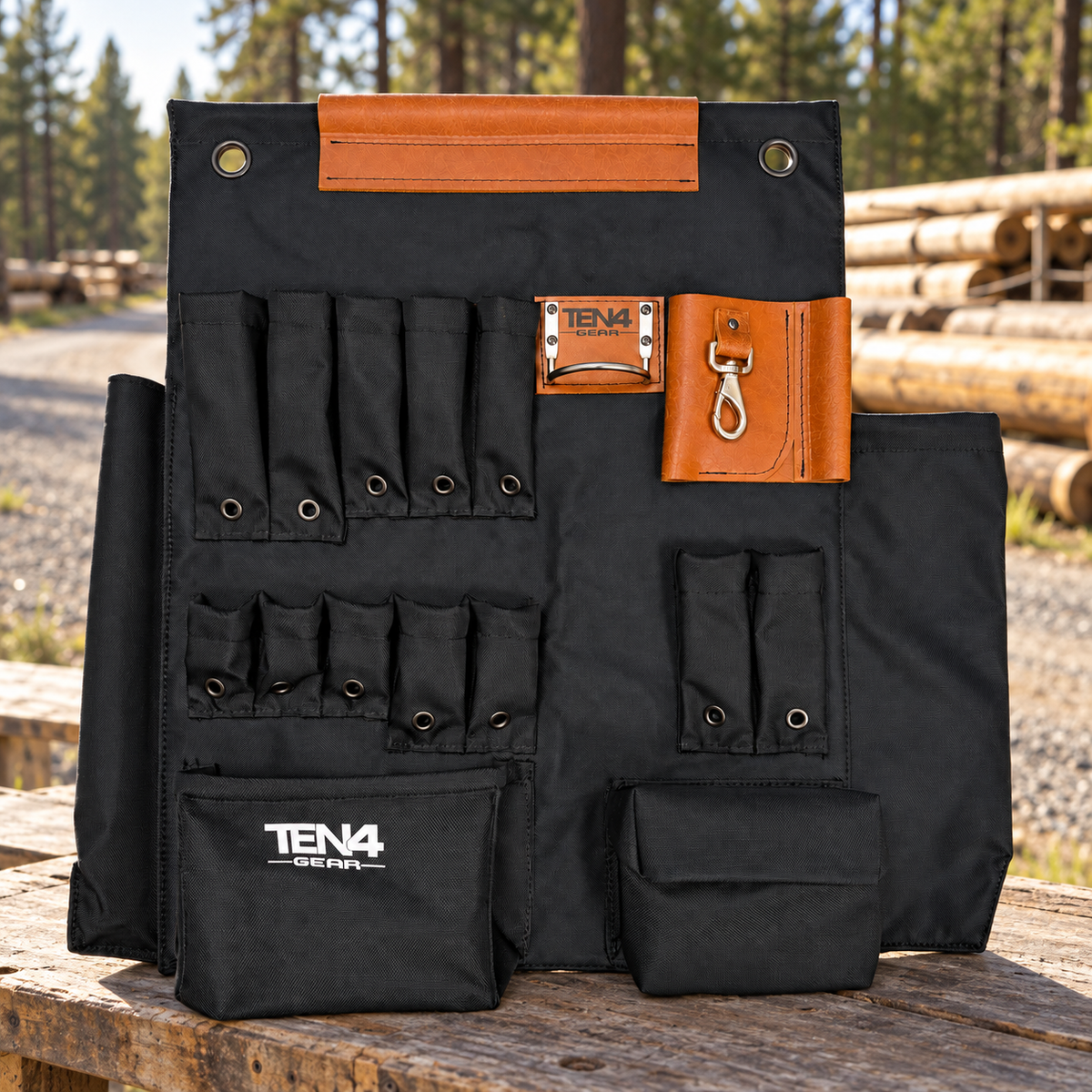 TEN4 Gear Black 24 inch Tool Board at an outdoor utility worksite