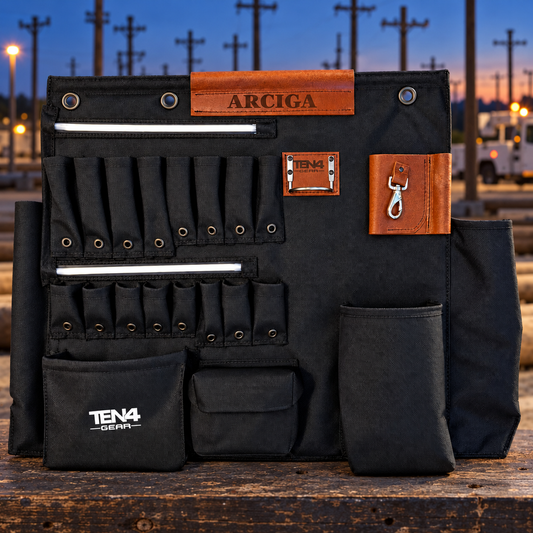 TEN4 Gear Black 32 inch G Board with white LED lighting at an outdoor utility worksite