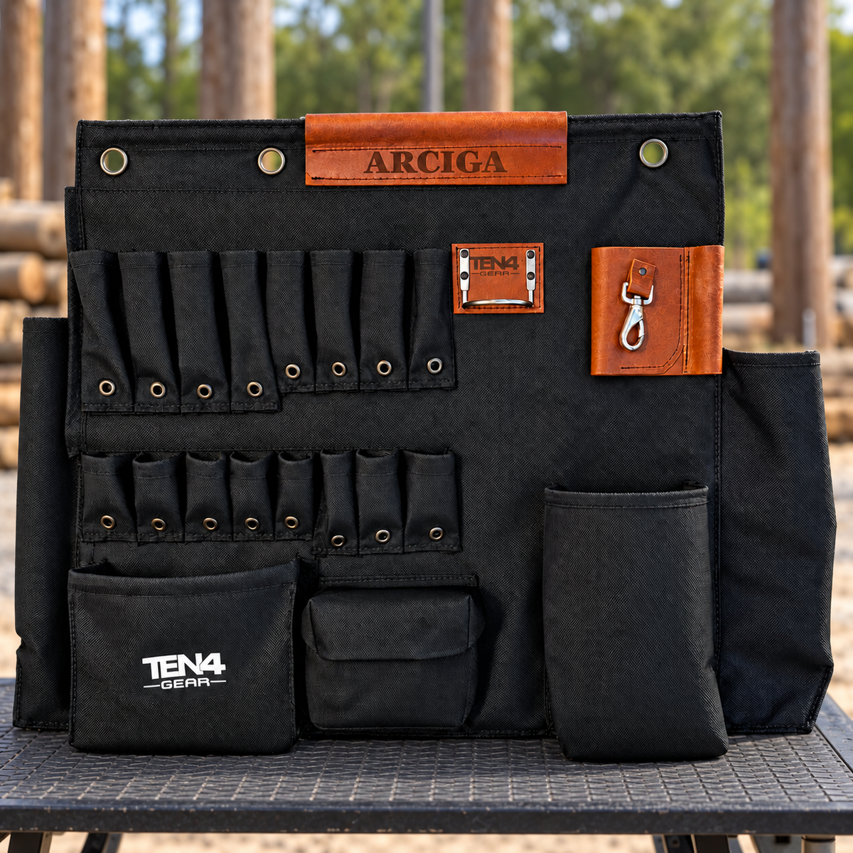 TEN4 Gear Black 32 inch Tool Board at an outdoor utility worksite