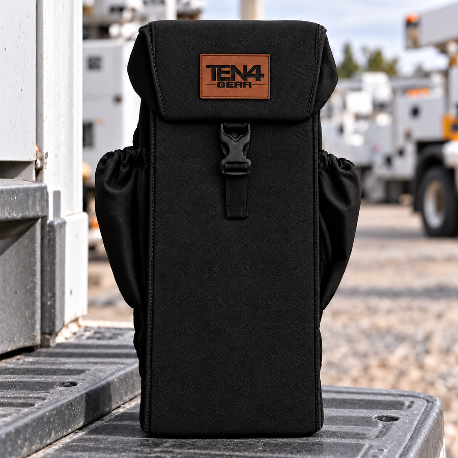 Solid Black TEN4 Gear 20 inch Utility bag with formed buckle lid and two black side pockets — main product photo