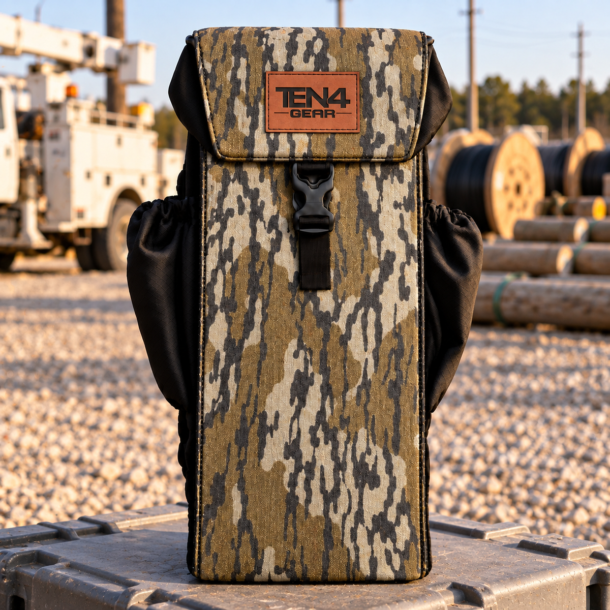 TEN4 Gear Bottomland Utility glove and sleeve bag with formed buckle lid and two black side pockets