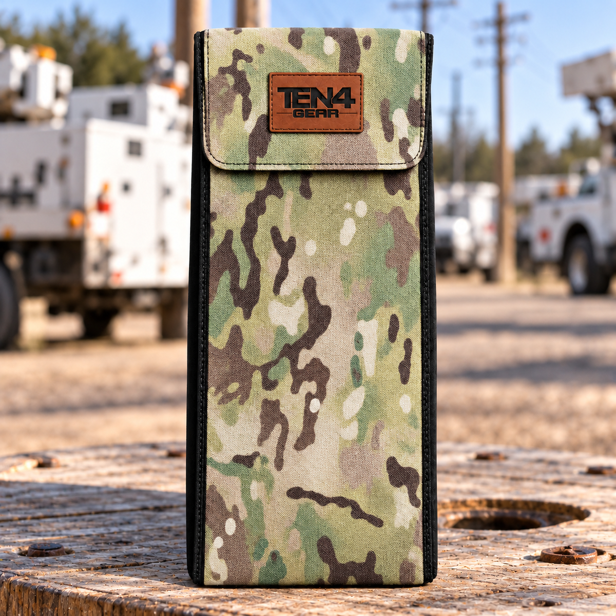 TEN4 Gear Defender Lineman glove bag with flat Velcro flap — pattern placement varies