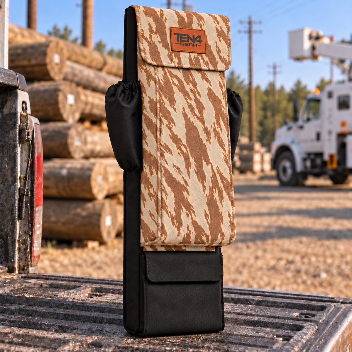 Desert Tiger Stripe Utility Glove & Sleeve Bag — 29 inch Velcro Flap; extra bottom pocket; approved TEN4 GEAR patch