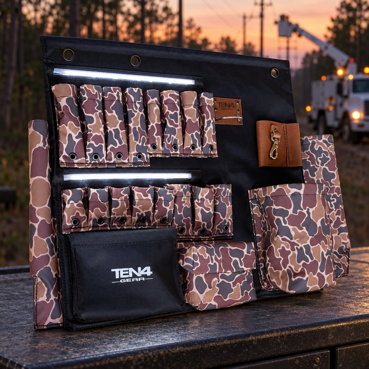 TEN4 Gear duck camo 32 inch g at an outdoor utility worksite