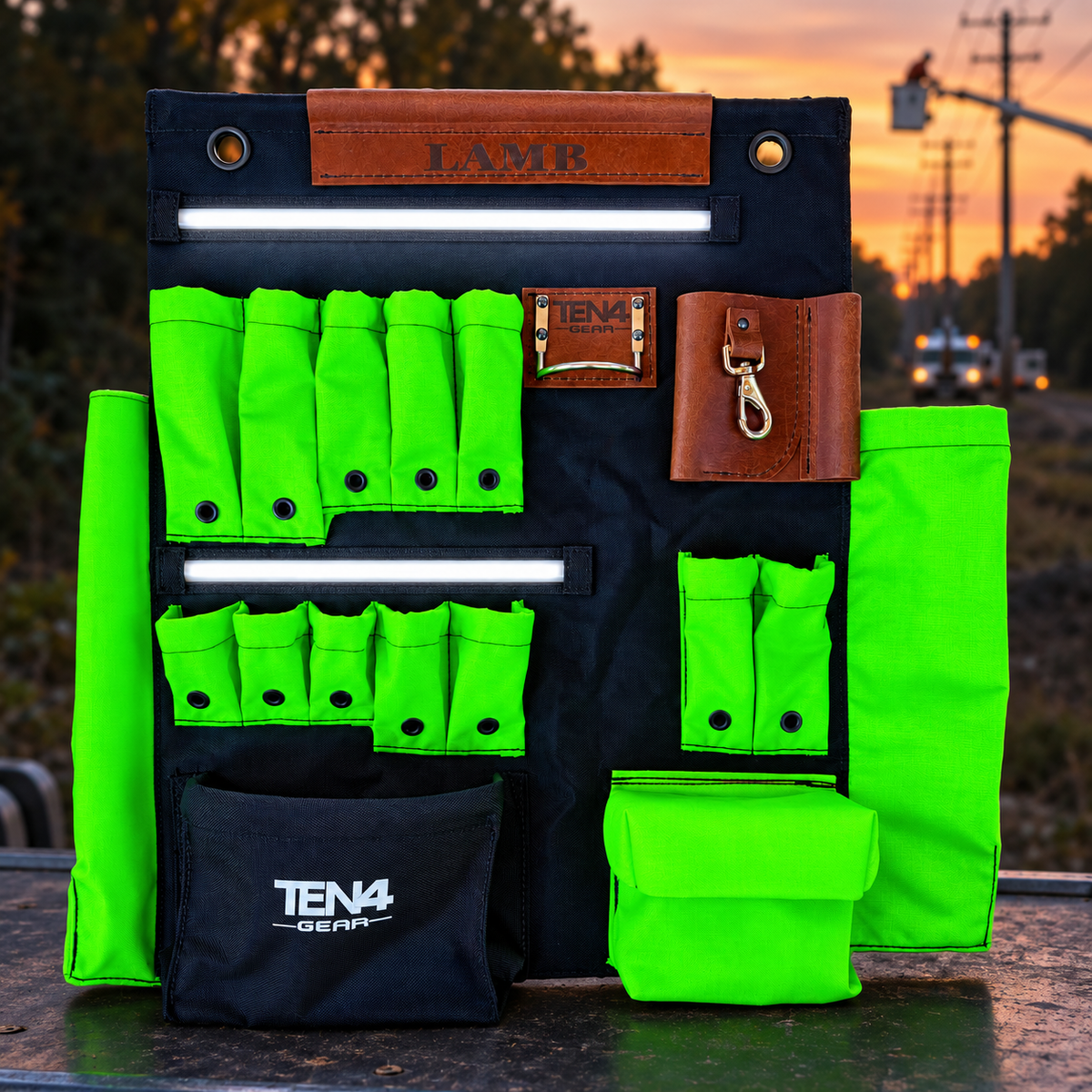 TEN4 Gear electric lime 24 inch g at an outdoor utility worksite