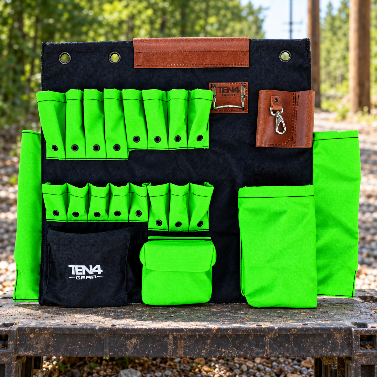 TEN4 Gear electric lime 32 inch tool at an outdoor utility worksite
