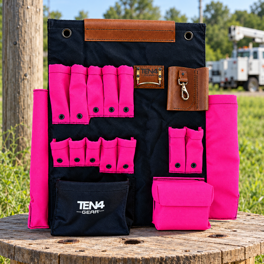 Electric Pink 24-inch TEN4 Tool Board at an outdoor utility worksite