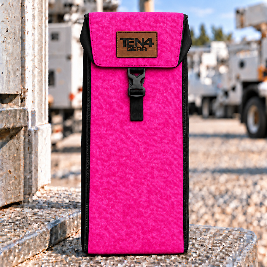 Electric Pink Classic with Buckled Formed Lid — shared 18 and 20 inch photo; approved TEN4 GEAR patch