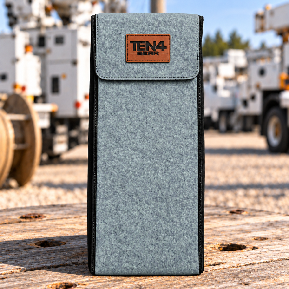 TEN4 Gear Gray Lineman glove bag with flat Velcro flap — pattern placement varies