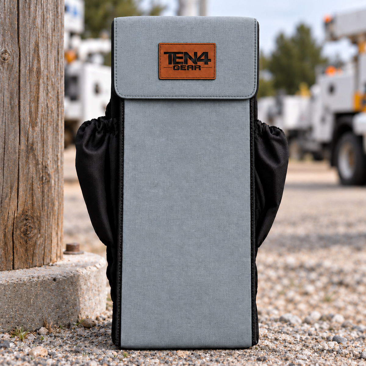 Gray Utility with Velcro Flap — shared 18 and 20 inch photo; approved TEN4 GEAR patch