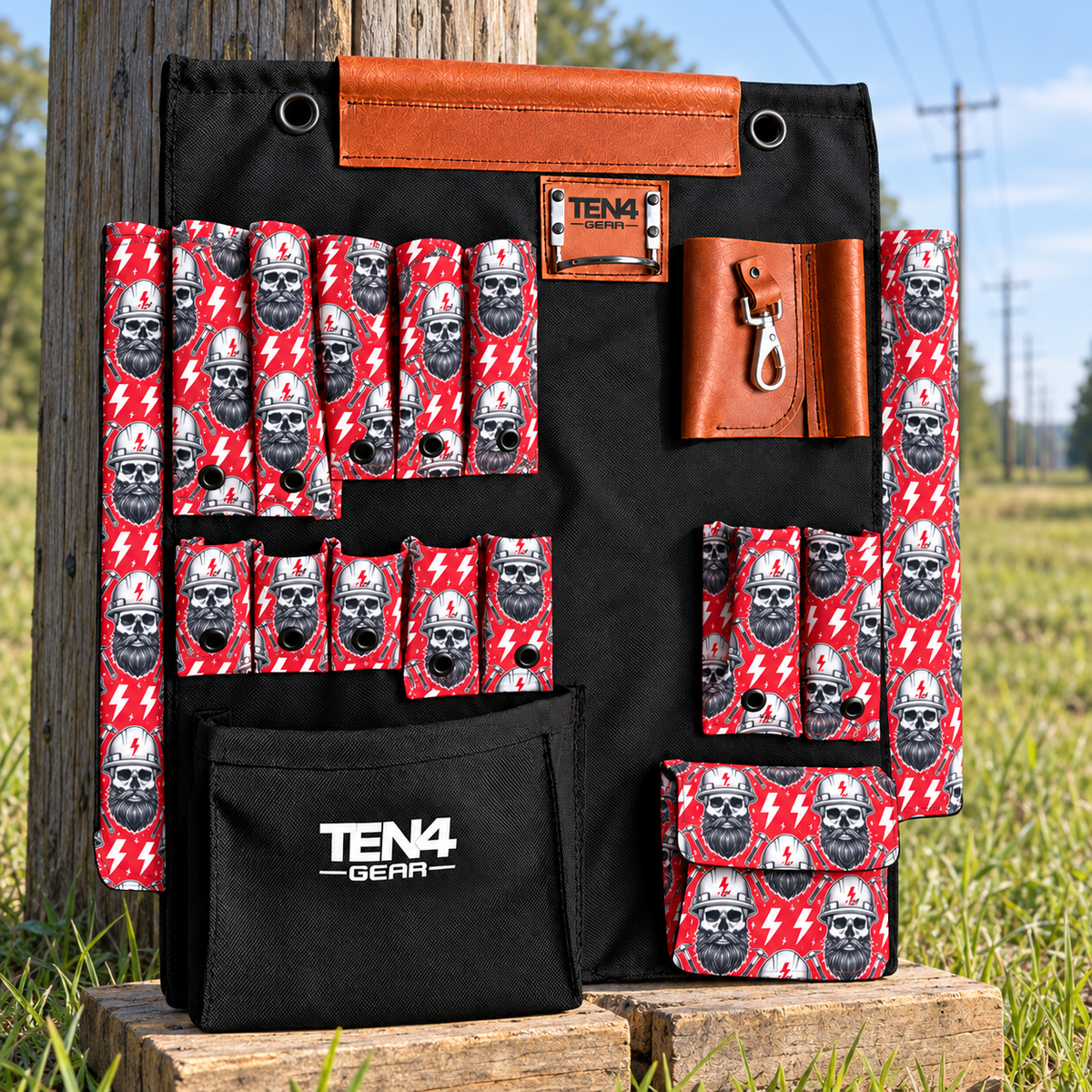 Hoss 24-inch TEN4 Tool Board beside a wooden utility pole