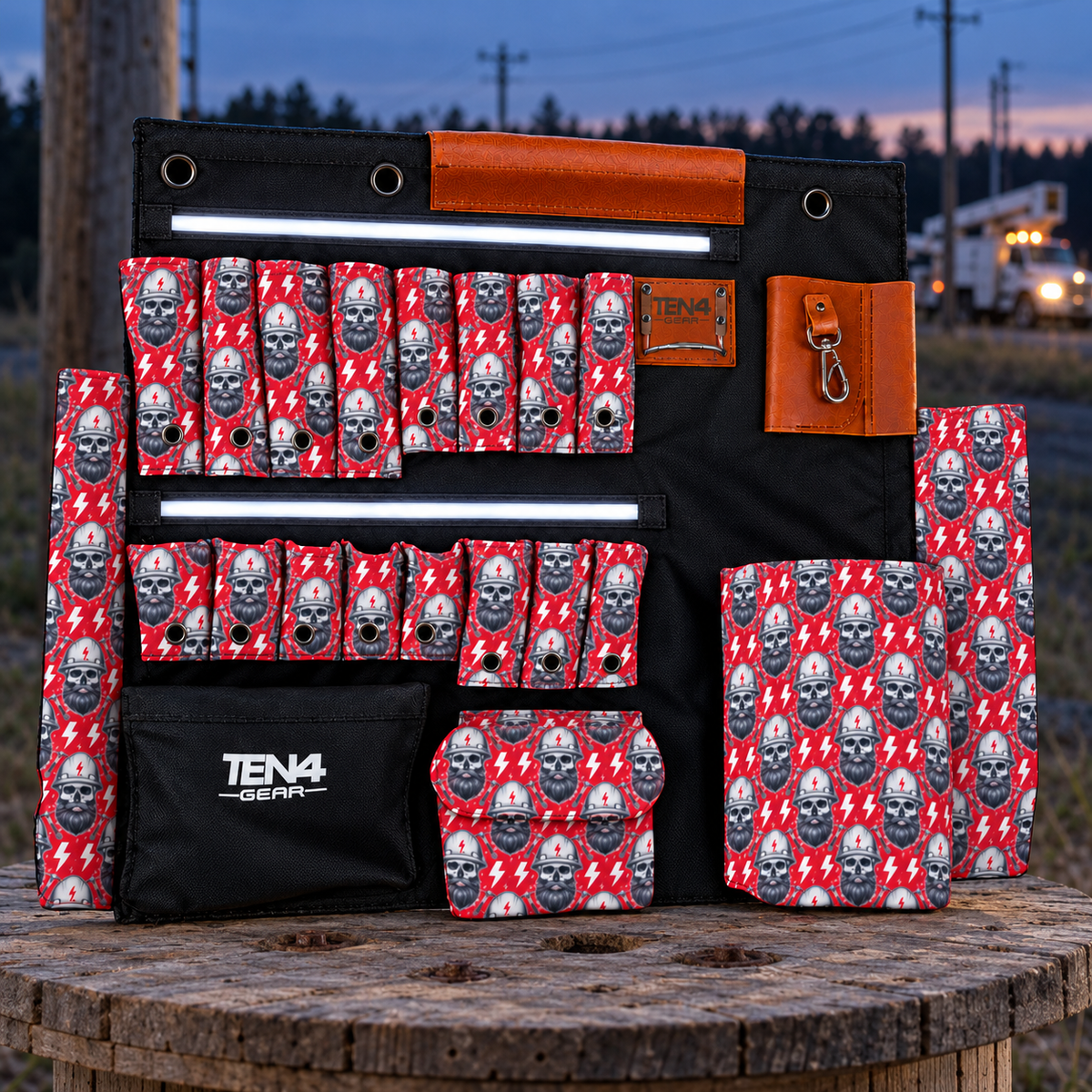 Hoss 32-inch TEN4 G Board with white LED glow at a rural utility worksite