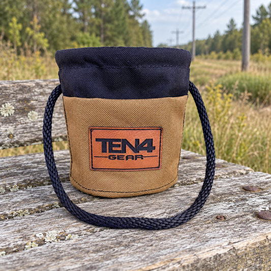 Oat Grunt Sack on an outdoor bench beside a utility right-of-way