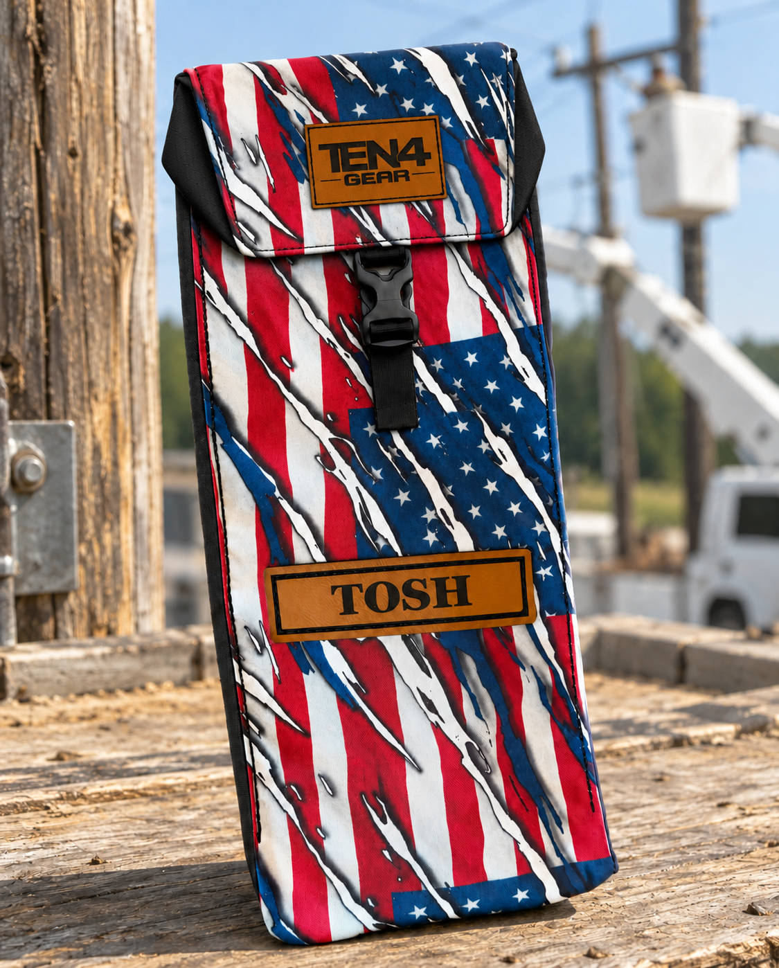 Patriot Classic with Buckled Formed Lid — shared 18 and 20 inch photo; approved TEN4 GEAR patch