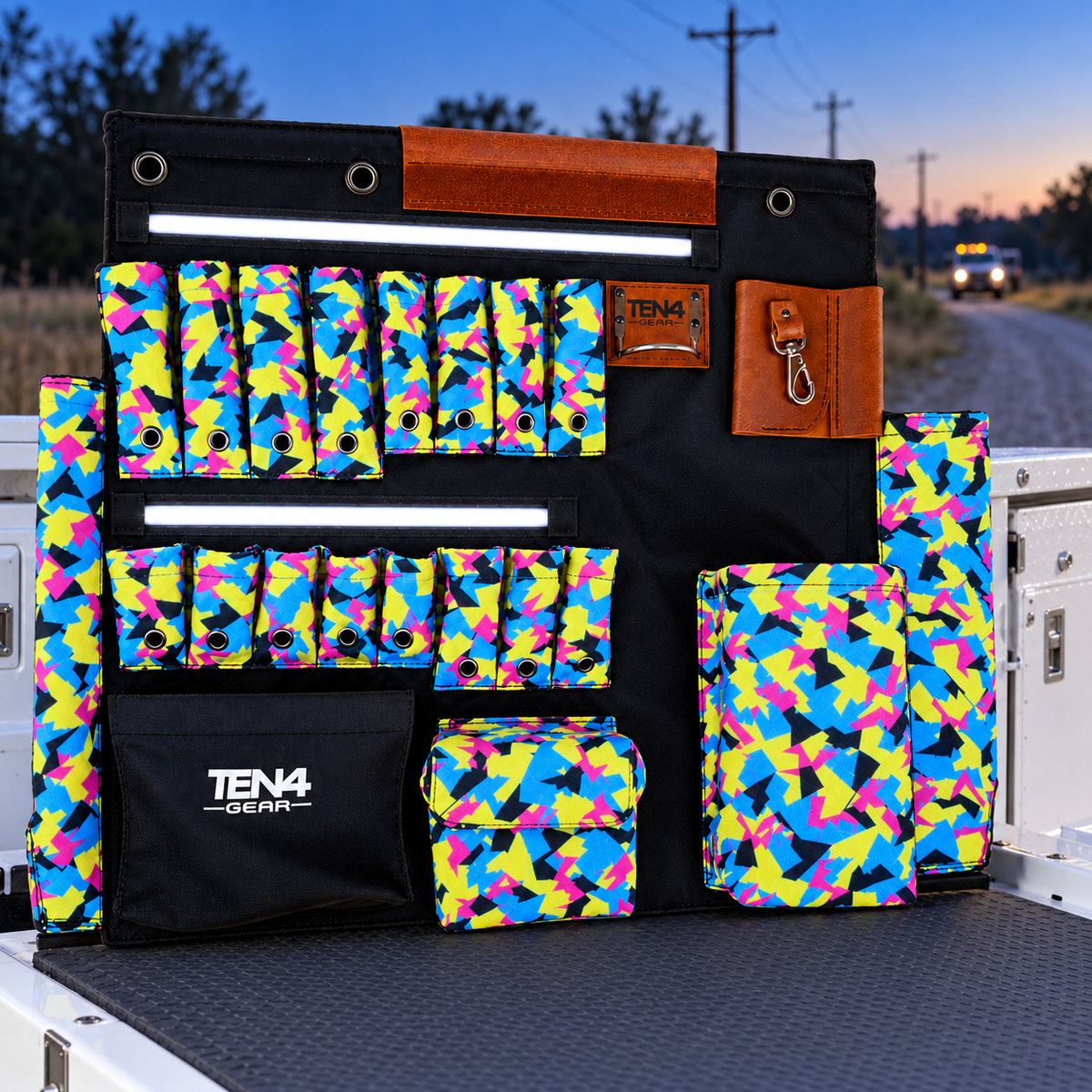 Pop Rocks 32-inch TEN4 G Board with white LED glow at an outdoor utility worksite