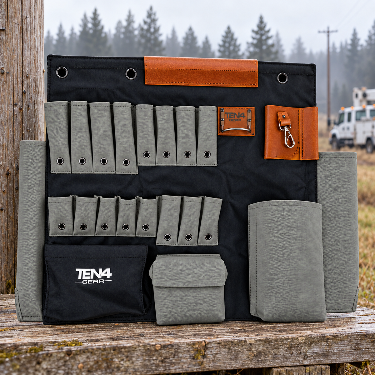 Ranger Green 32-inch TEN4 Tool Board at an outdoor utility worksite