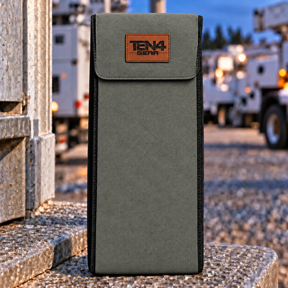 TEN4 Gear Ranger Green Lineman glove bag with flat Velcro flap — pattern placement varies