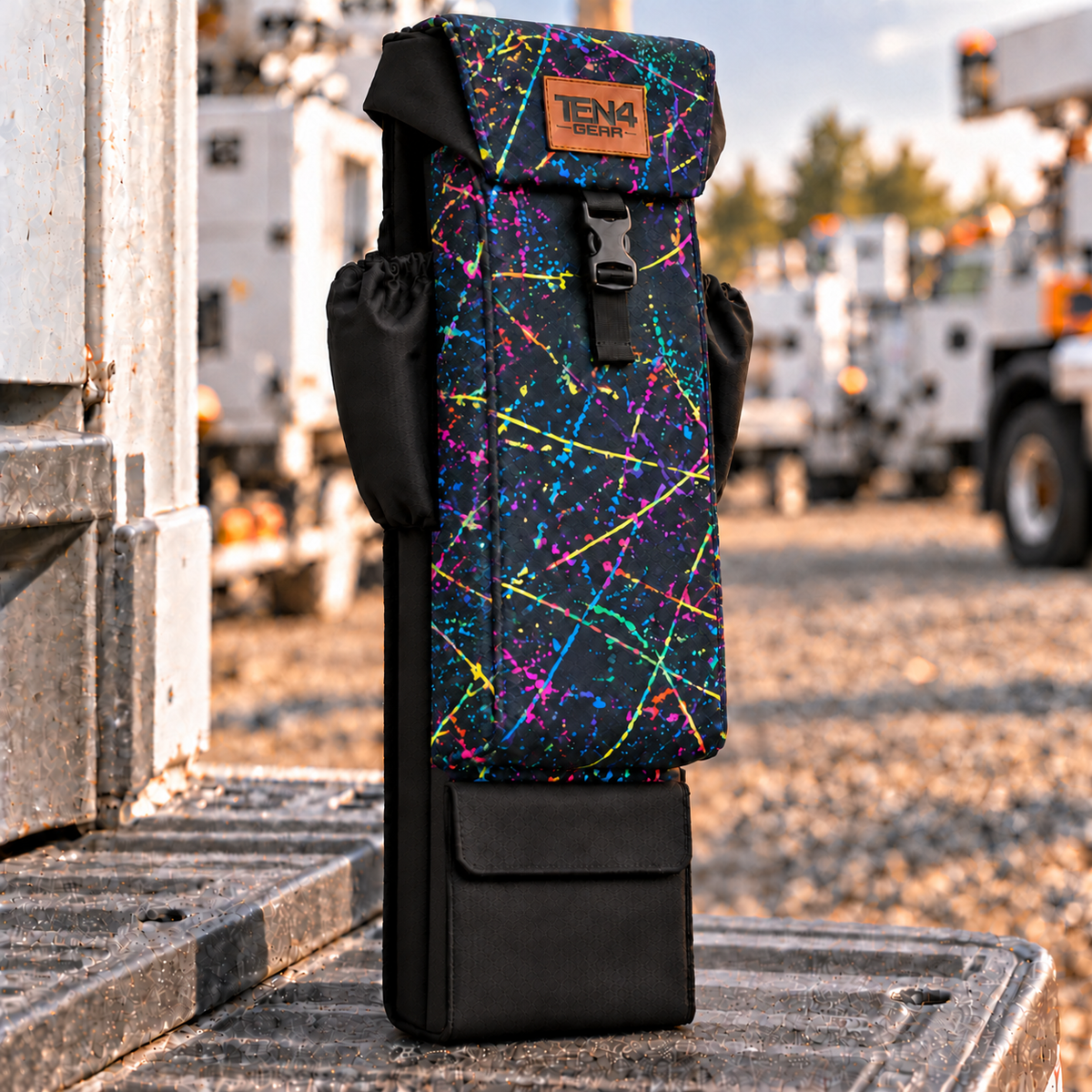 TEN4 Gear Splatter 29-inch Utility bag, matching patterned gusset, black rear backing and lid sides