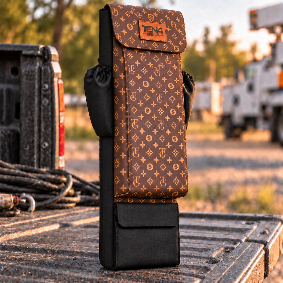 TG Brown Utility Glove & Sleeve Bag — 29 inch Velcro Flap; extra bottom pocket; approved TEN4 GEAR patch