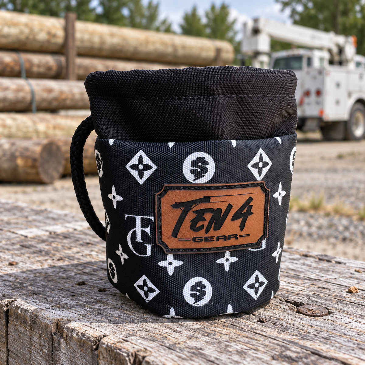 TG Black Grunt Sack on a weathered workbench at a utility crew yard