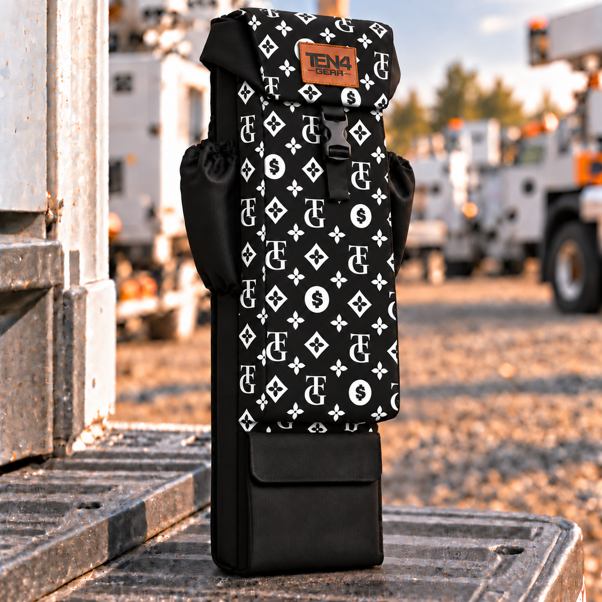 TEN4 Gear TG Black 29-inch Utility bag, matching patterned gusset, black rear backing and lid sides