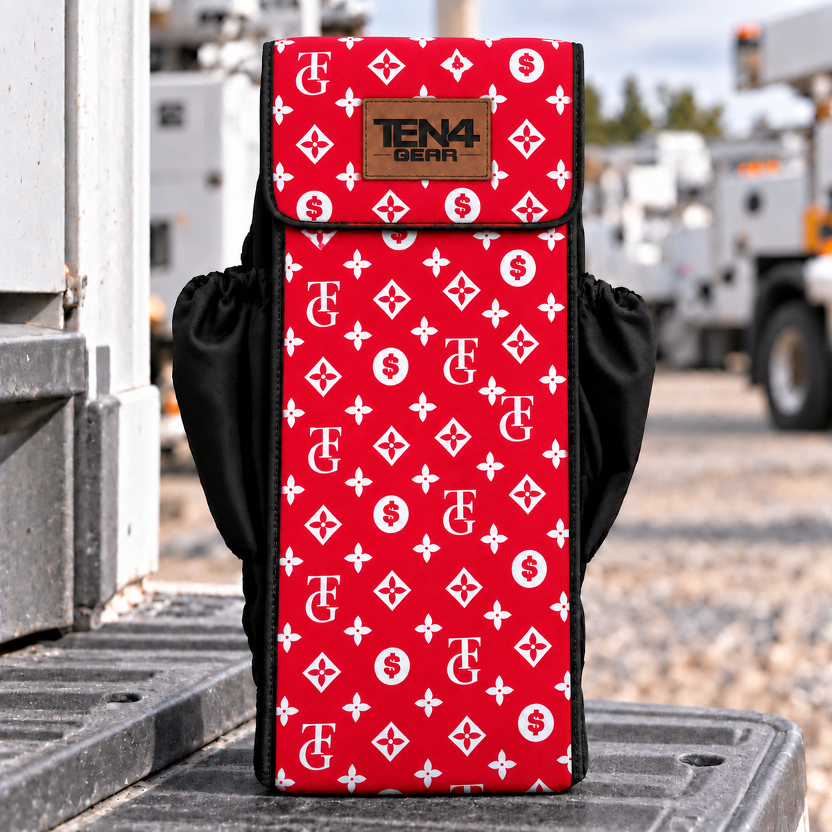 TG Red Utility with two black side pockets — Velcro Flap; shared 18 and 20 inch photo
