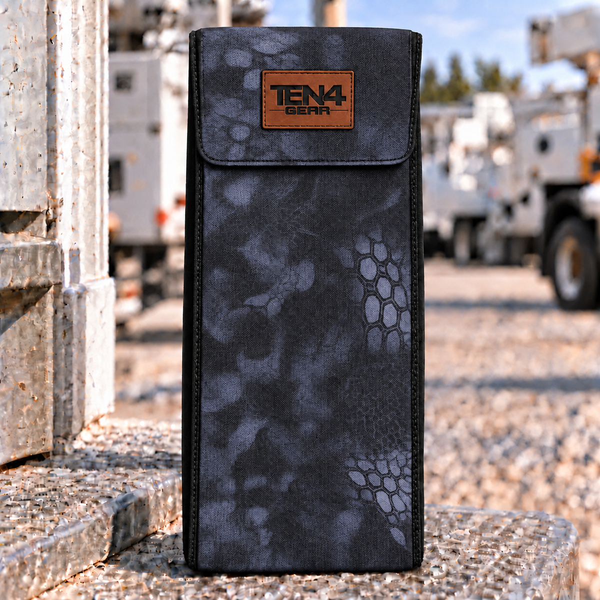 TEN4 Gear Typhon Lineman glove bag with flat Velcro flap — pattern placement varies