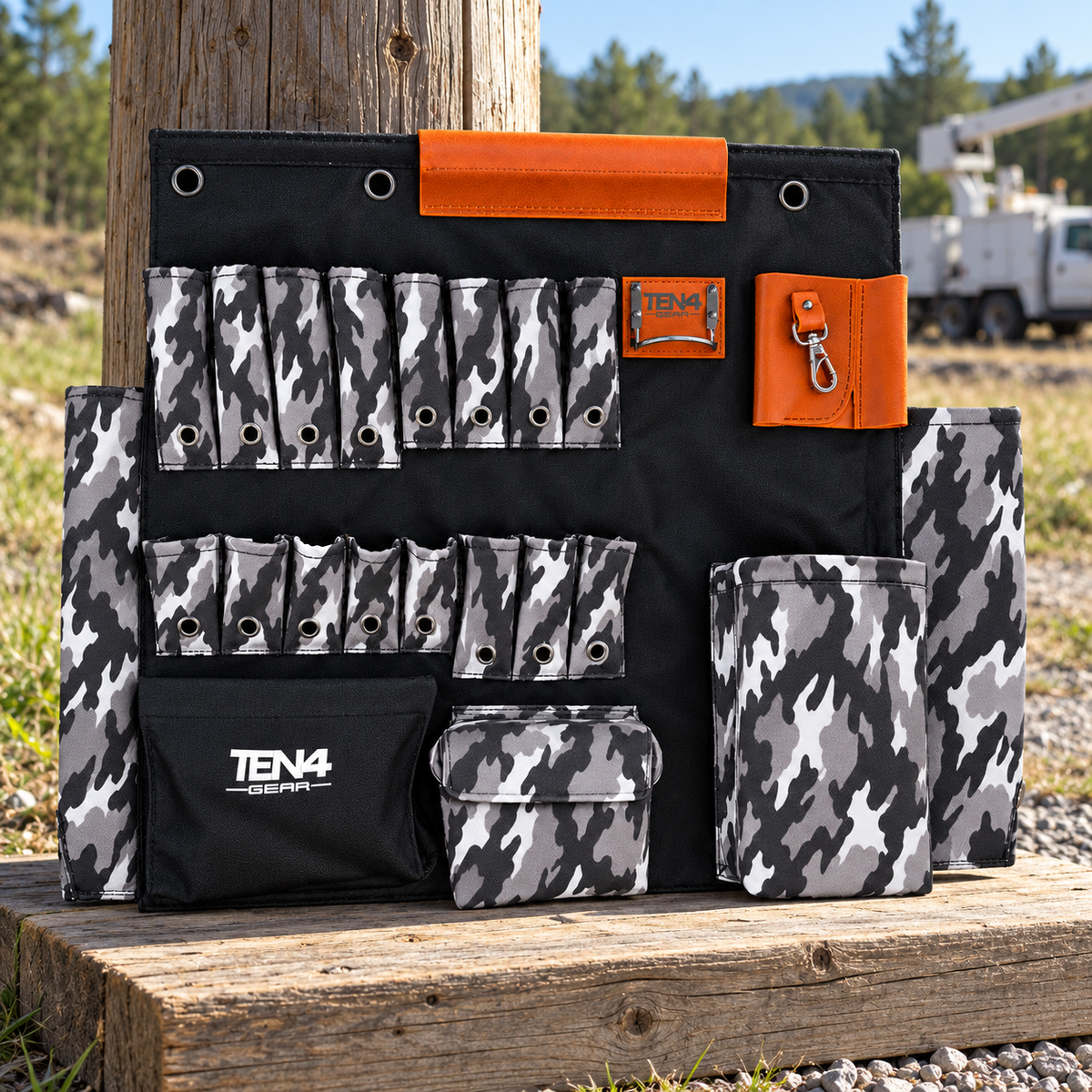 Urban Camo 32-inch TEN4 Tool Board at an outdoor utility worksite