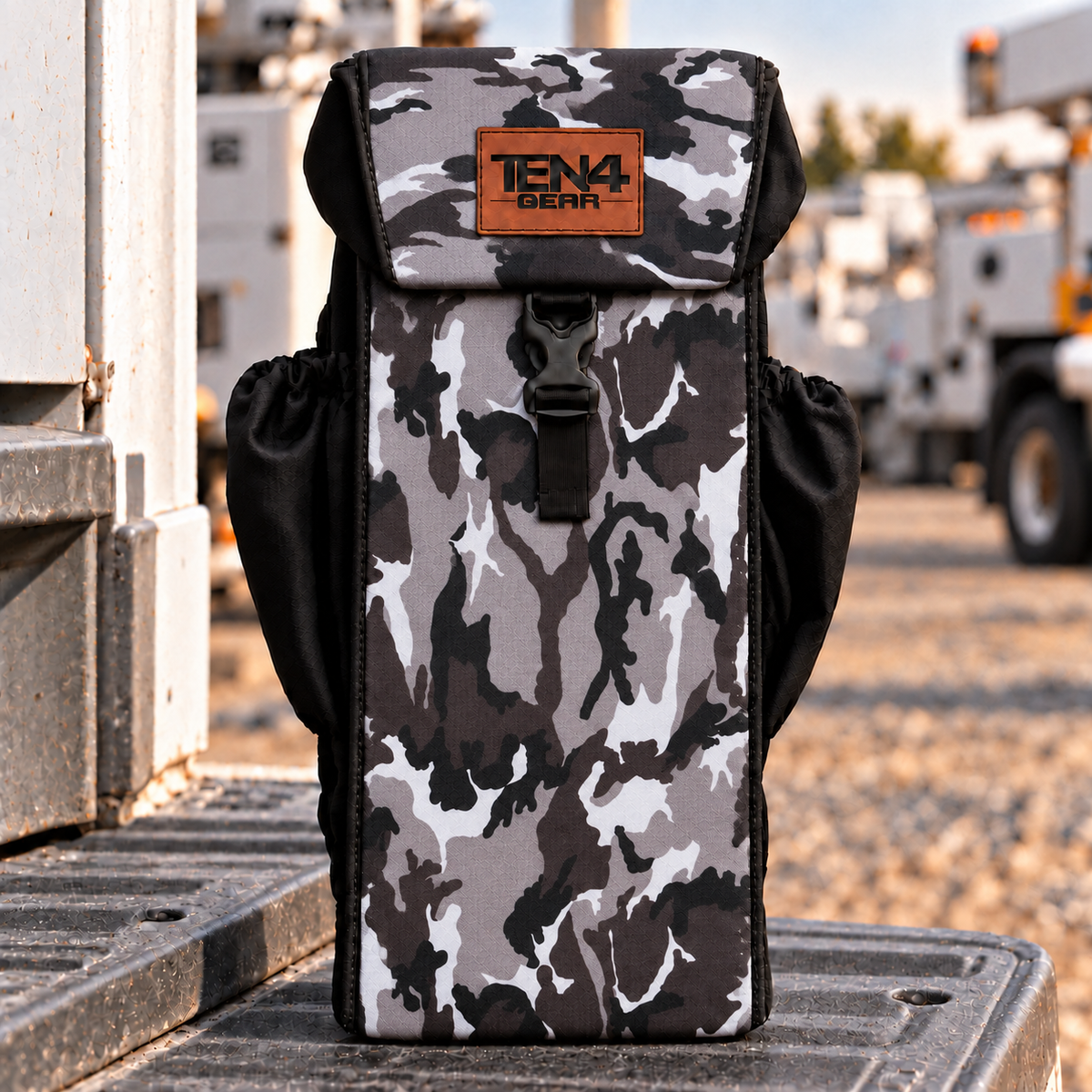 Urban Camo shared 18 and 20 inch Utility — matched to approved 29-inch Urban pattern; Buckled Formed Lid; approved rectangular TEN4 GEAR patch